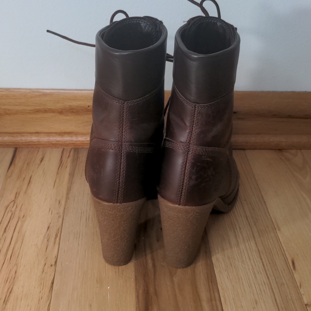 Timberland Burgandy Glancy Lace-up Leather Factory Distressed Boots 7.5 - Picture 6 of 11